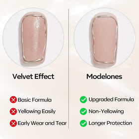 modelones side-by-side matte versus gloss nails showing distinct velvet finish