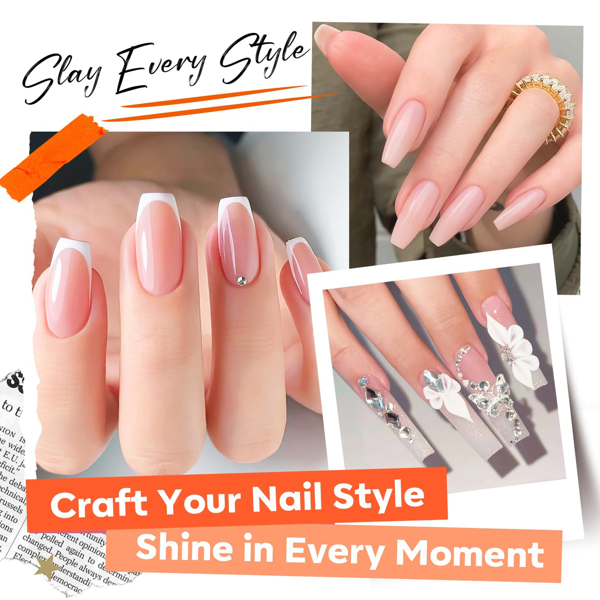 modelones monomer finished nail close-up illustrating non-yellowing clear result