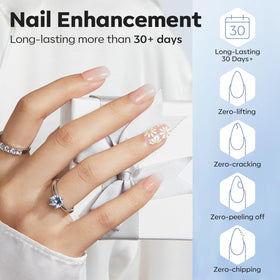 modelones nail apex built before and after illustrating improved strength and shape
