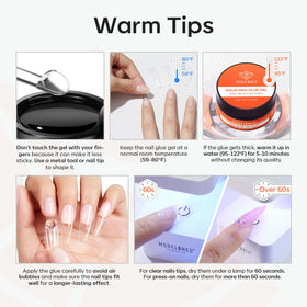 modelones applying rhinestones with gel demonstrating secure hold for nail decorations