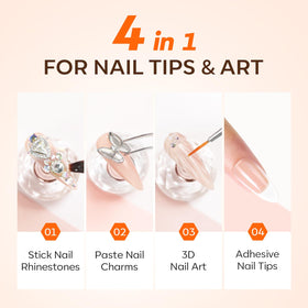 modelones cured rhinestones on nail demonstrating long-lasting adhesion