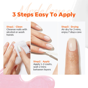 modelones polish on a painted nail in use benefit: salon-style finish at home