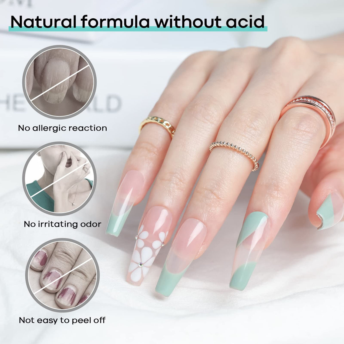 modelones nail prep in use on fingertips demonstrating technician workflow benefit: improved adhesion