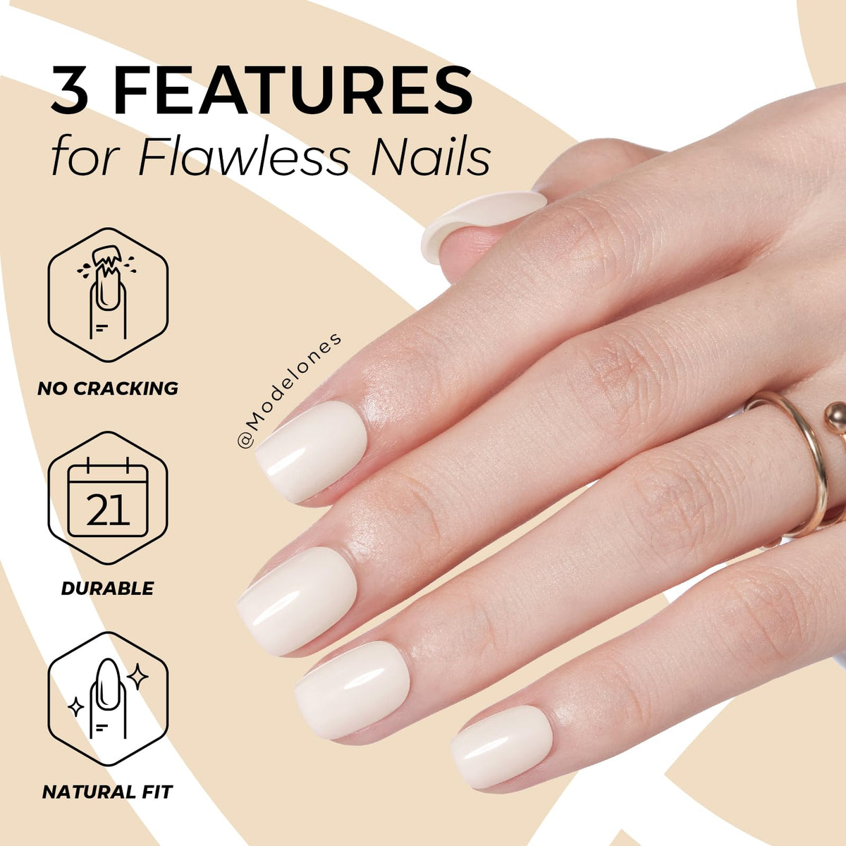 Modelones nails held in hand to show size and easy portability advantage