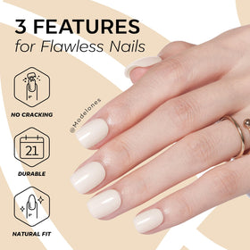 Modelones nails held in hand to show size and easy portability advantage