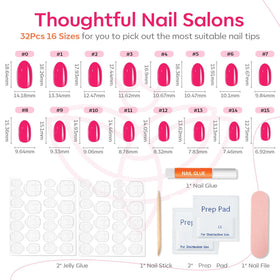 Modelones nails displayed on hand for size comparison to show fit and natural look benefit
