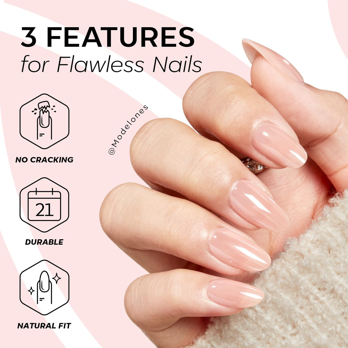 modelones display of 32 nails in 16 sizes illustrating fit options and organization