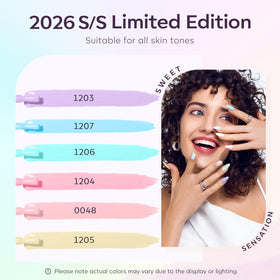 modelones open bottles fanned out showing each pastel shade for quick color choice benefit