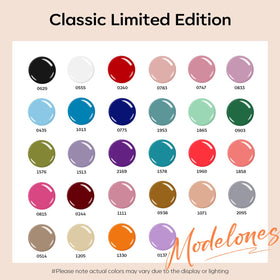 modelones open bottles fan display highlighting 28 color variety for creative looks