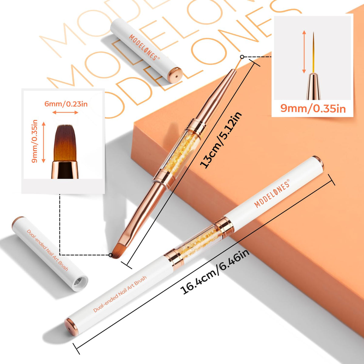 Modelones staged packaging with two brushes highlighting professional quality