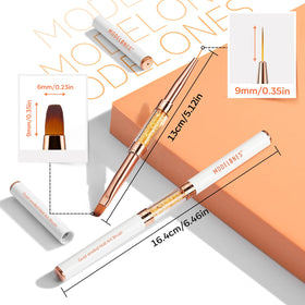 Modelones staged packaging with two brushes highlighting professional quality