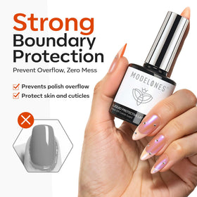 modelones peel-off barrier on nail showing clean edges and easy removal benefit