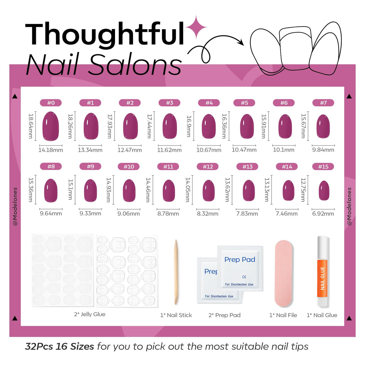 modelones plum oval nail edge close-up showing comfortable snag-free shape