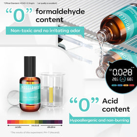modelones primer bottle close-up displaying label and liquid clarity benefit: gentle acid-free formula