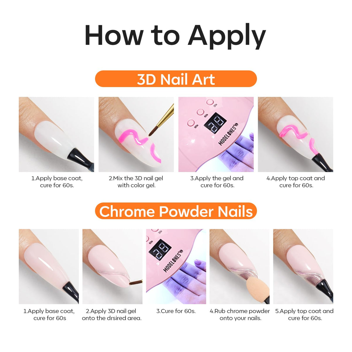 modelones finished 3D manicure in salon setting showcasing durability
