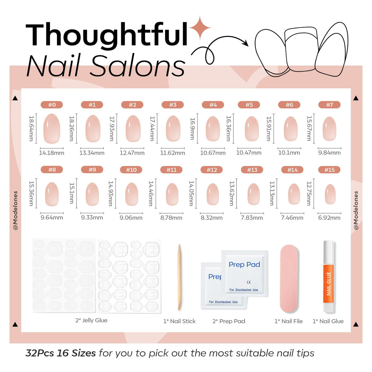 modelones side profile nails showing low-profile curvature for natural feel