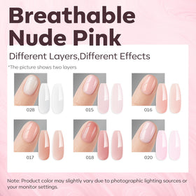 modelones six nude pink bottles displayed, easy shade selection benefit