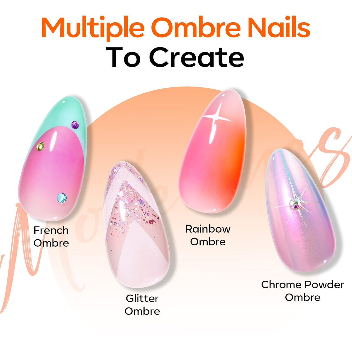 Modelones sponges beside a hand for scale to show compatible sizes for tips and full nails