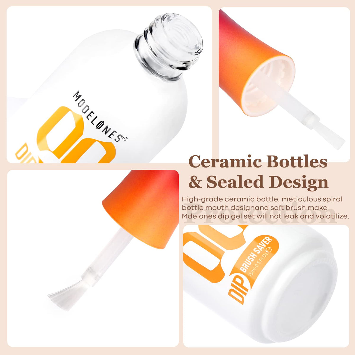 modelones bottles next to ruler showing 15ml compact size