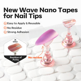 modelones stands holding press-ons demonstrating secure grip for painting and curing
