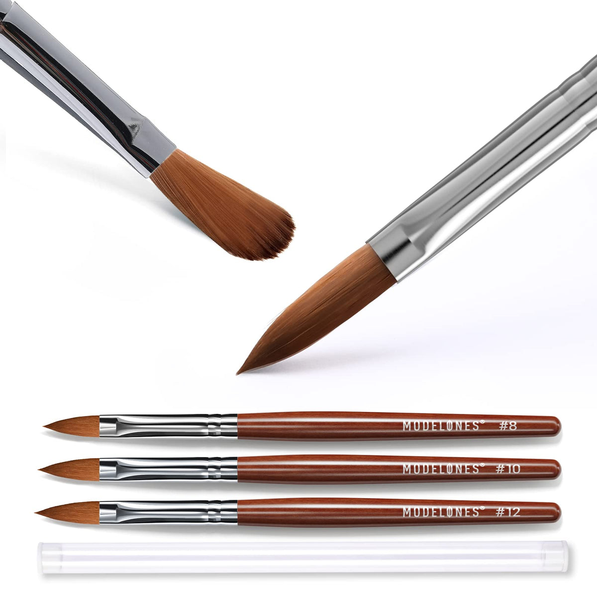 modelones brushes stored horizontally with cleaner demonstrating proper care and longevity