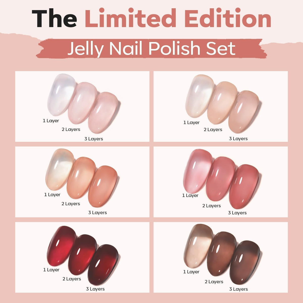 modelones swatch sticks showing six sheer shades for shade selection
