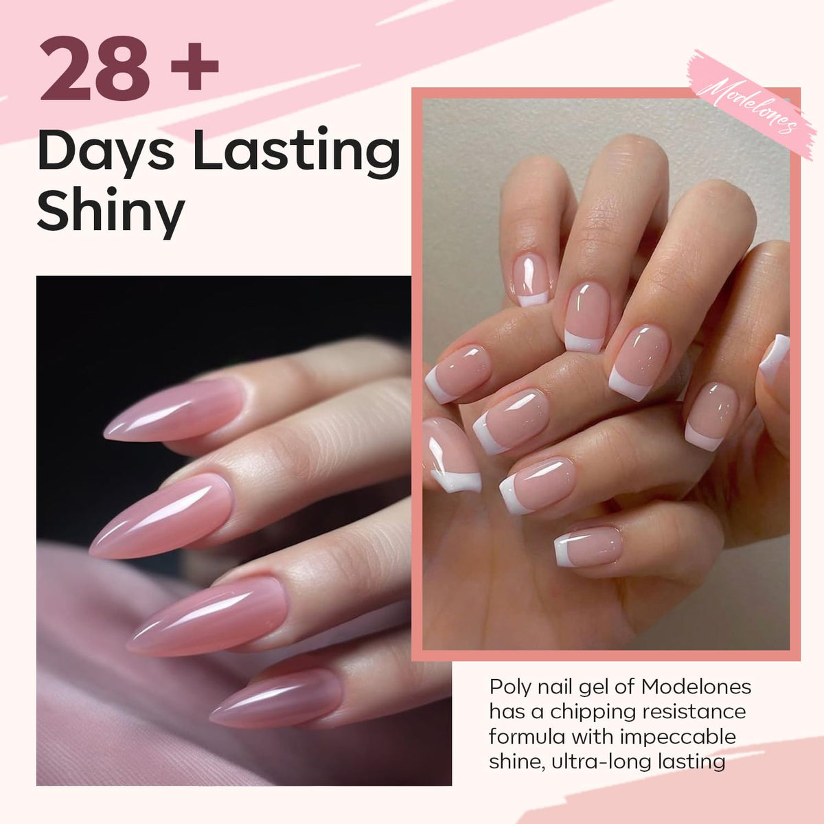 modelones texture swipe on nail tip showing translucent finish for glass-like shine