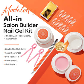 modelones three jars open showing Clear Nude Pink gels for versatile nail looks