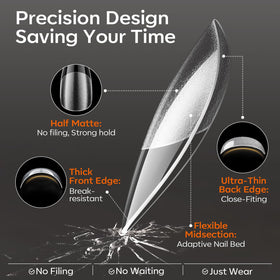 modelones side profile of extra short oval tip showing thin natural look