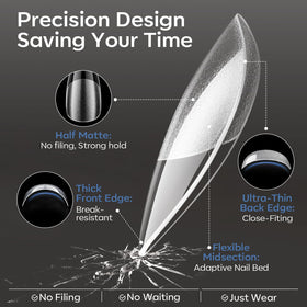 modelones tips in hand illustrating short almond scale for comfortable wear