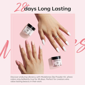Modelones included tools and brushes laid out for a ready-to-use manicure