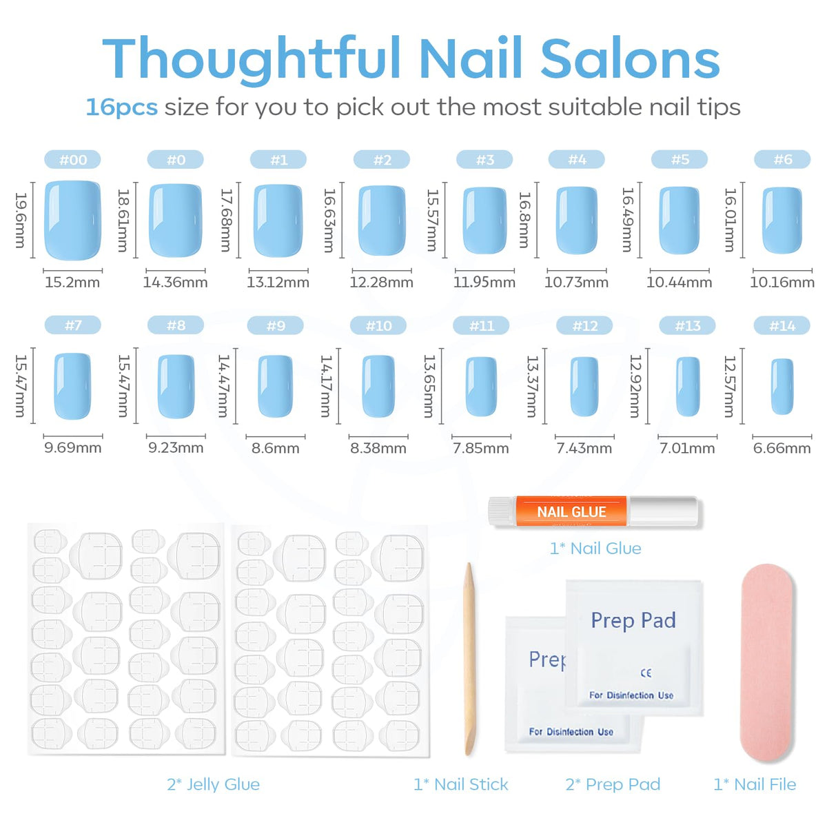 modelones included mini file, cuticle stick and prep pad for easy prep