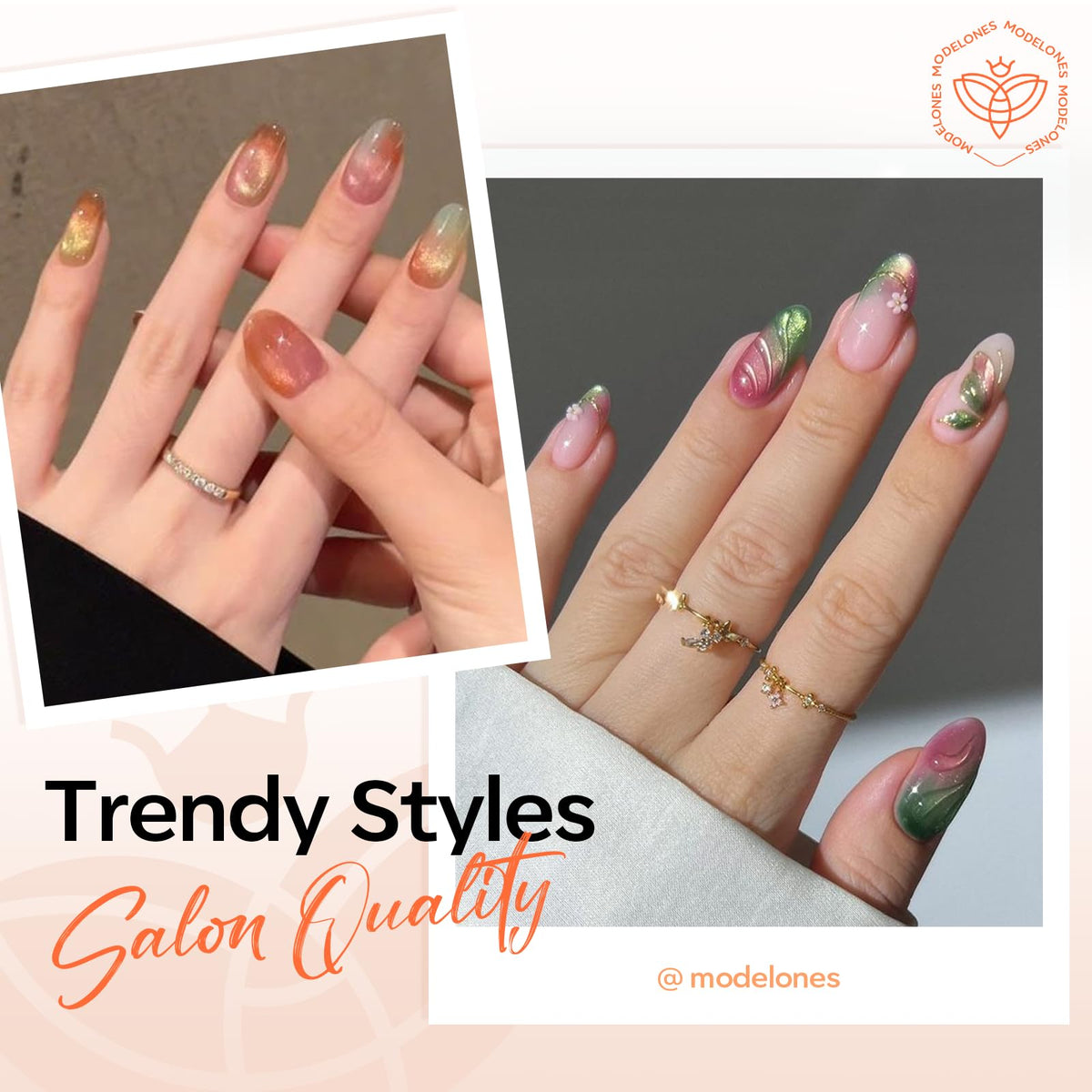modelones wand held above nail forming a cat-eye effect for fast salon results