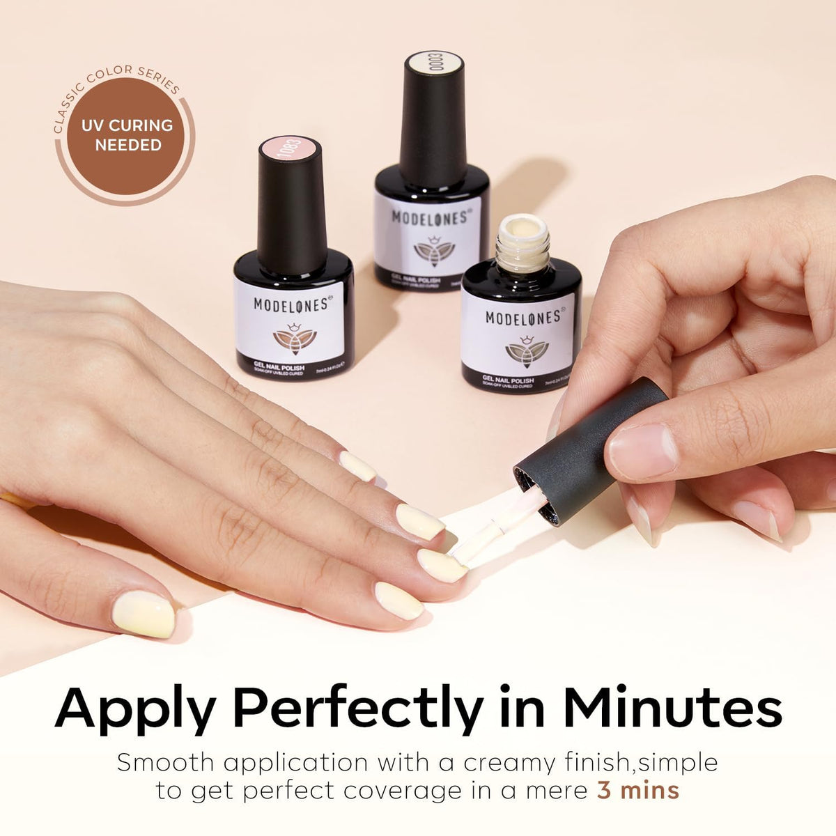 modelones finished nude manicure on a bride showing versatile, camera-ready natural look