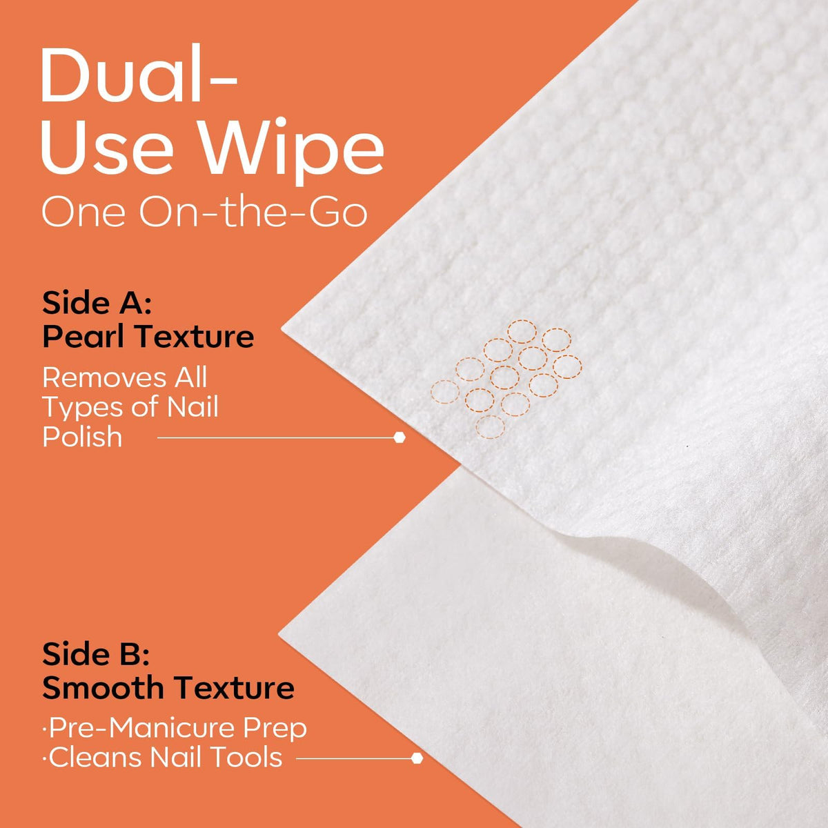 modelones wipe removing polish on a nail demonstrating fast, efficient removal