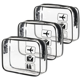 MODENGKONGJIAN front view of clear quart toiletry bag, airport-ready convenience