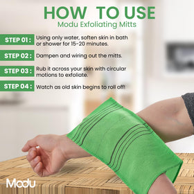 Modu mitt in hand showing large size for rapid body coverage