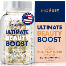 Moerie front packaging showing bottle and box for clear product identification and trust