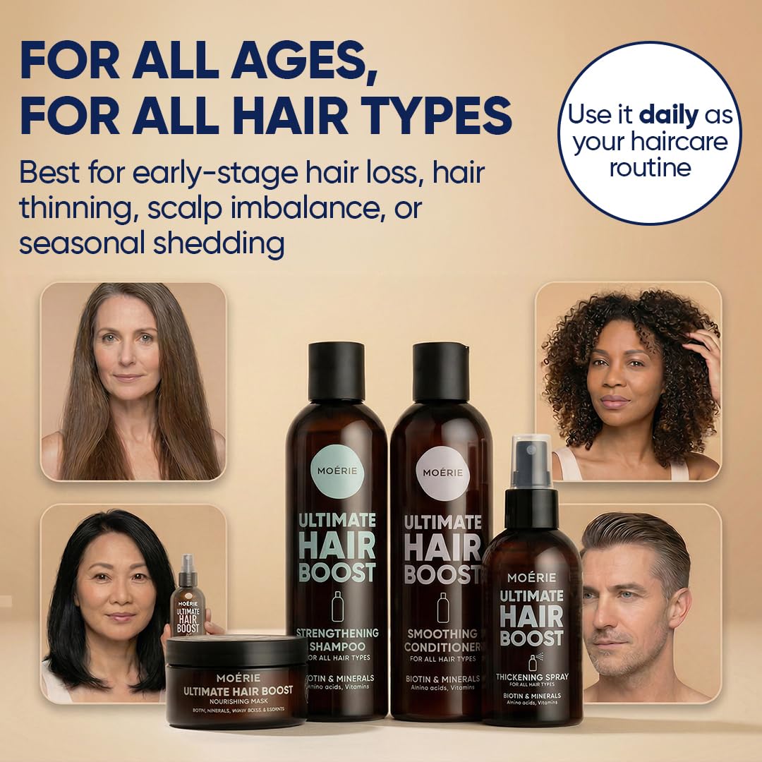 Moerie leave‑on spray being applied to scalp supporting targeted care