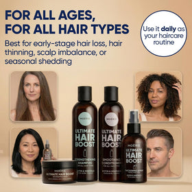 Moerie leave‑on spray being applied to scalp supporting targeted care