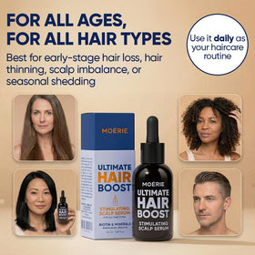 Moerie applying serum to scalp demonstrating easy daily routine