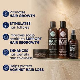 Moerie shampoo pump closeup highlighting gentle cleansing for healthier hair
