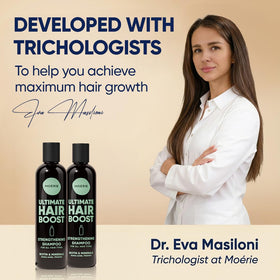 Person using Moerie shampoo in shower for everyday haircare routine