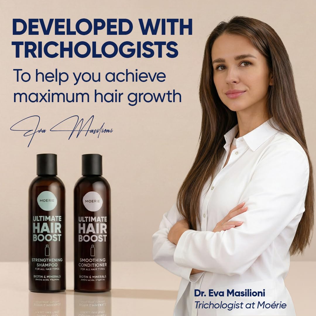 Moerie in-shower use with hands massaging scalp to encourage circulation