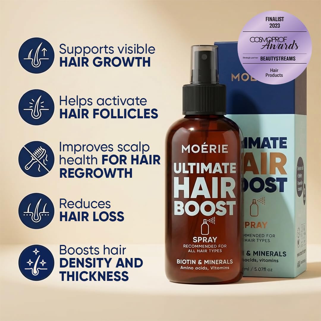 Moerie spray nozzle dispensing mist for precise scalp targeting