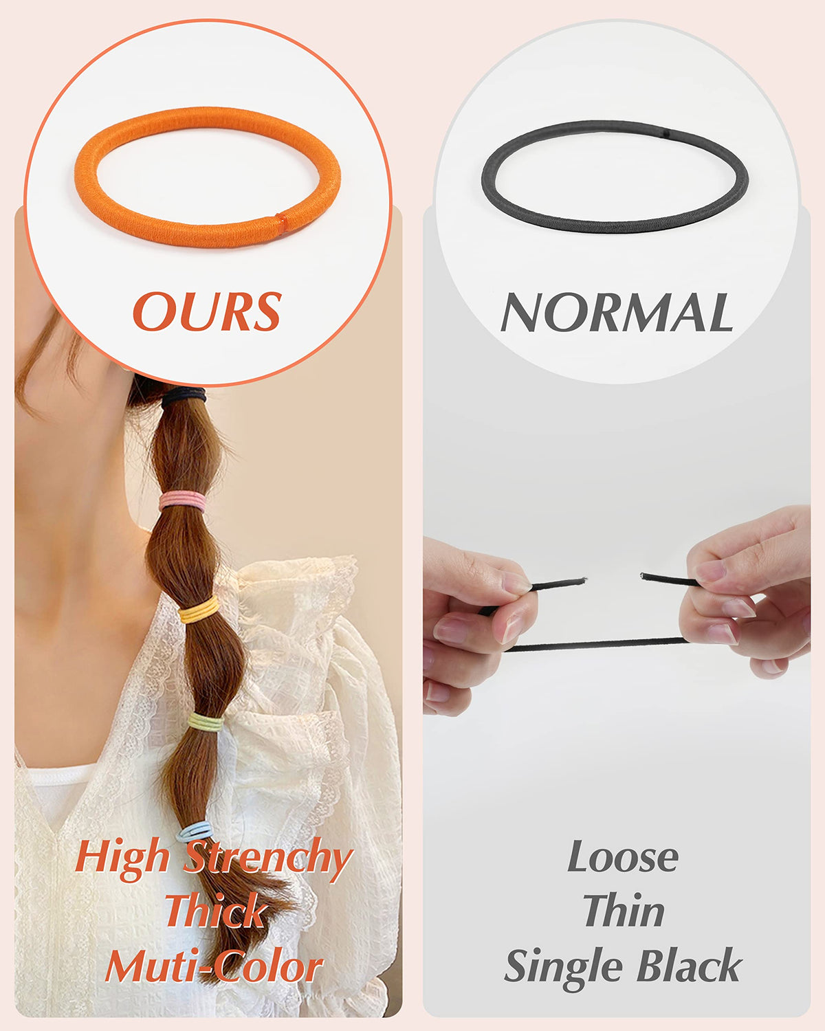 MoHern band secured on ponytail demonstrating strong, no-slip hold