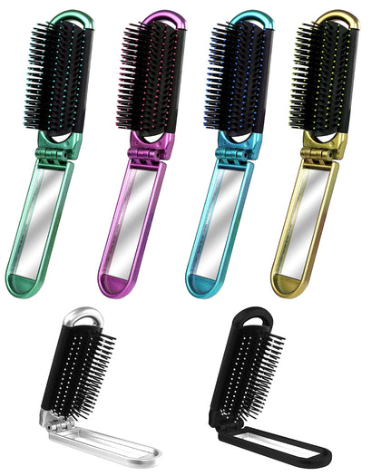 MoHern folded brush with mirror visible for compact grooming convenience