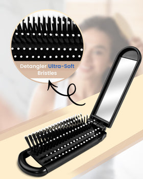 MoHern brush inside a purse to show pocket-size portability benefit