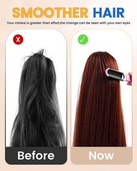MoHern woman using folding brush and mirror for on-the-go grooming