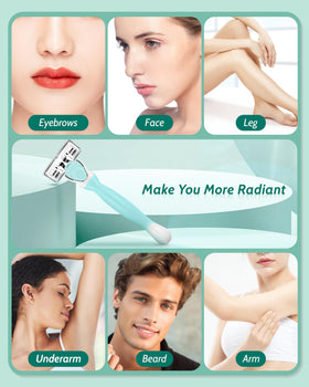 MoHern razor with 12 refills arranged to show long-lasting convenience